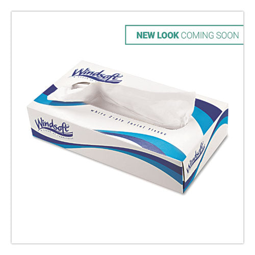 Facial Tissue, 2 Ply, White, Flat Pop-up Box, 100 Sheets-box, 30 Boxes-carton