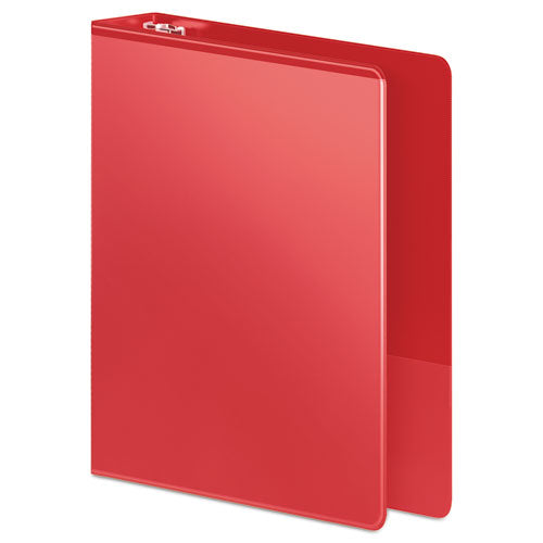 Heavy-duty Round Ring View Binder With Extra-durable Hinge, 3 Rings, 1.5" Capacity, 11 X 8.5, Red