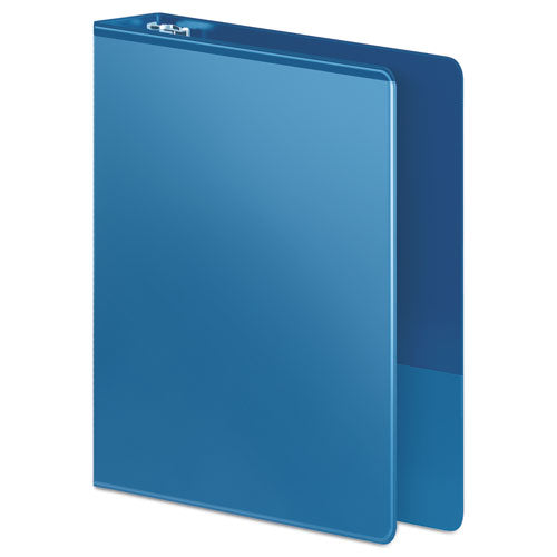 Heavy-duty Round Ring View Binder With Extra-durable Hinge, 3 Rings, 1.5" Capacity, 11 X 8.5, Pc Blue