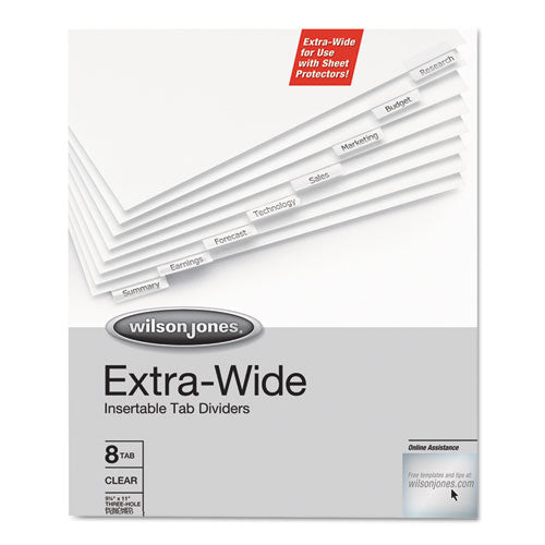 Oversized Reinforced Insertable Tab Index, 8-tab, 11 X 9.25, White, 1 Set
