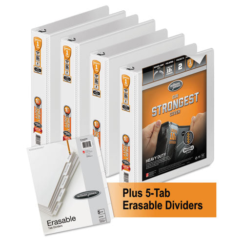 Heavy-duty Round-ring View Binder Plus Pack, 3 Rings, 1" Capacity, 11 X 8.5, White, 4-carton