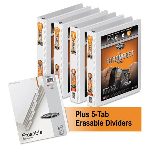 Heavy-duty Round-ring View Binder Plus Pack, 3 Rings, 1" Capacity, 11 X 8.5, White, 4-carton