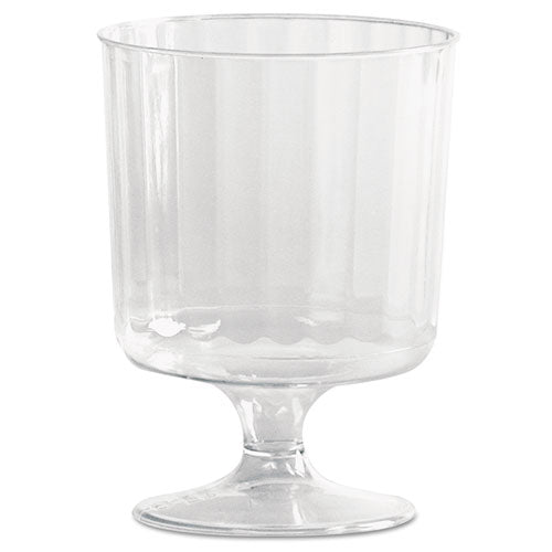 Classic Crystal Plastic Wine Glasses On Pedestals, 5 Oz., Clear, Fluted, 10-pack