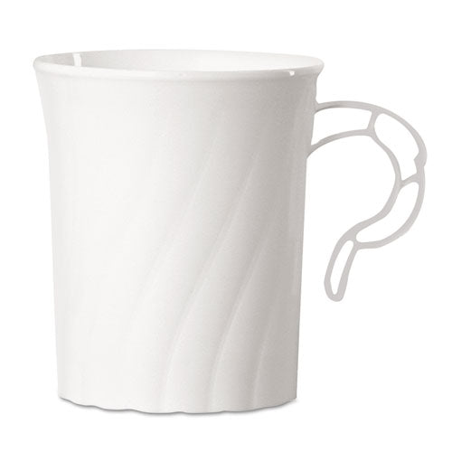 Classicware Plastic Coffee Mugs, 8 Oz., White, 8-pack