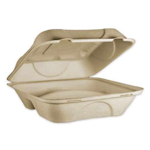 Fiber Hinged Containers, 3 Compartments, 9 X 9 X 3, Natural, 300-carton