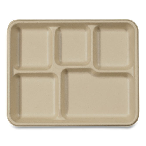 Fiber Trays, School Tray With Five-compartments, 10.5 X 8.5 X 1, Natural, 400-carton