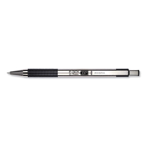 F-301 Retractable Ballpoint Pen, 0.7 Mm, Black Ink, Stainless Steel-black Barrel