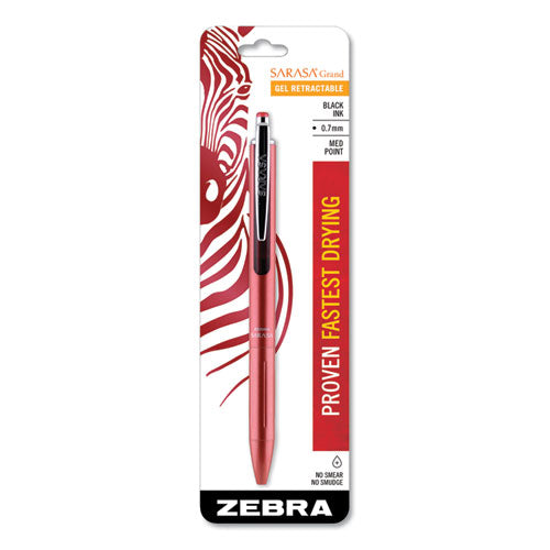 Blister-carded Sarasa Grand Retractable Gel Pen, Medium 0.7mm, Black Ink, Rose Gold Barrel