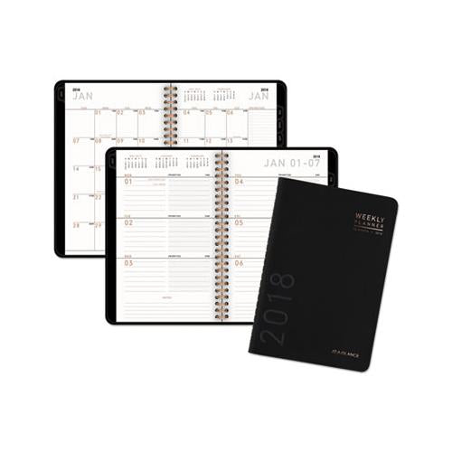 Contemporary Weekly-monthly Planner, Block, 8.5 X 5.5, Black Cover, 2021