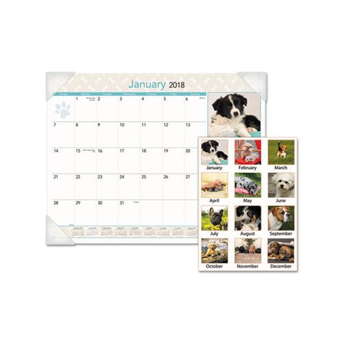 Puppies Monthly Desk Pad Calendar, 22 X 17, 2021
