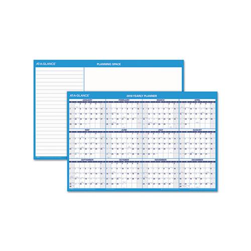 Horizontal Erasable Wall Planner, 36 X 24, Blue-white, 2021
