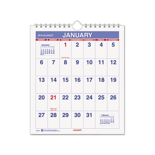 Mini Monthly Wall Calendar, 7 X 8, White, 2021
