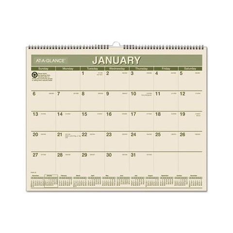Recycled Wall Calendar, 15 X 12, 2021