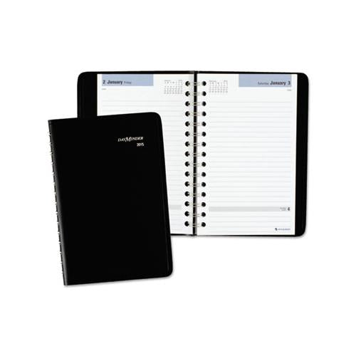 Daily Appointment Book With Open Scheduling, 8 X 5, Black, 2021