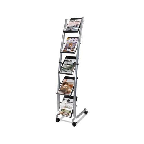 Mobile Literature Display, 13.38w X 20.13d X 65.38h, Silver Gray-black
