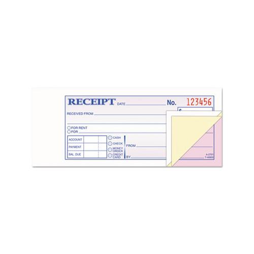 Receipt Book, 2 3-4 X 7 3-16, Three-part Carbonless, 50 Forms