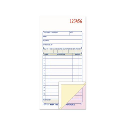 Carbonless Sales Order Book, Three-part Carbonless, 3 1-4 X 7 1-8, 50 Sheets