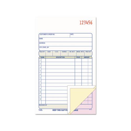 Carbonless Sales Order Book, Three-part Carbonless, 4-3-16 X 7 3-16, 50 Sheets