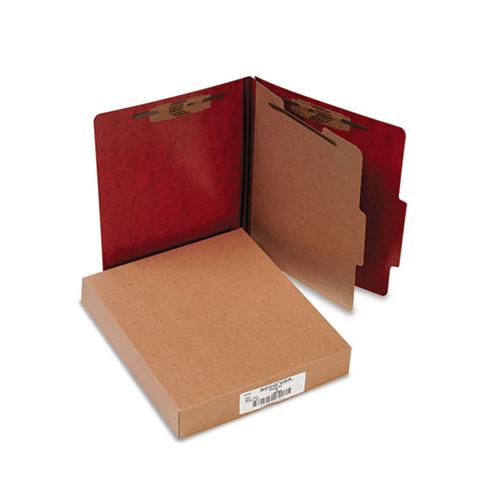 20 Pt. Presstex Classification Folders, 1 Divider, Letter Size, Red, 10-box