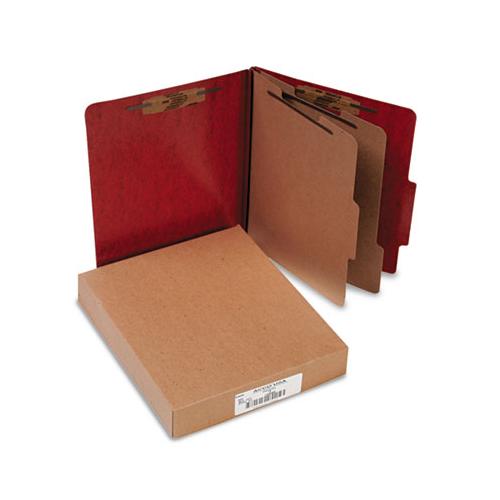 20 Pt. Presstex Classification Folders, 2 Dividers, Letter Size, Red, 10-box