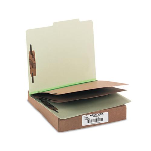 Pressboard Classification Folders, 2 Dividers, Letter Size, Leaf Green, 10-box