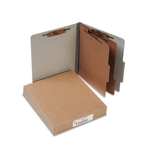 Pressboard Classification Folders, 2 Dividers, Letter Size, Mist Gray, 10-box