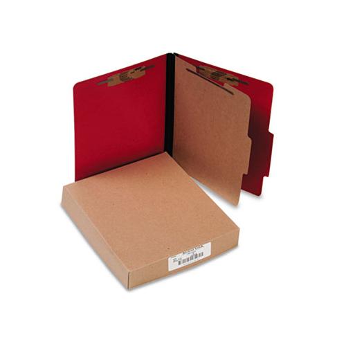 Colorlife Presstex Classification Folders, 1 Divider, Letter Size, Executive Red, 10-box