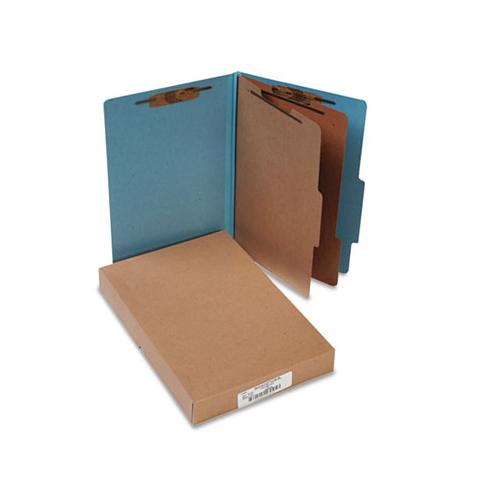 Pressboard Classification Folders, 2 Dividers, Legal Size, Sky Blue, 10-box