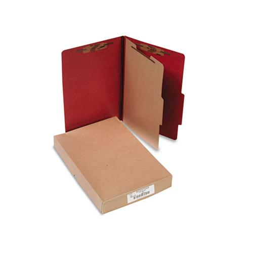 Pressboard Classification Folders, 1 Divider, Legal Size, Earth Red, 10-box
