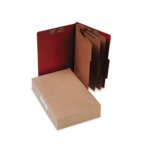 Pressboard Classification Folders, 3 Dividers, Legal Size, Earth Red, 10-box