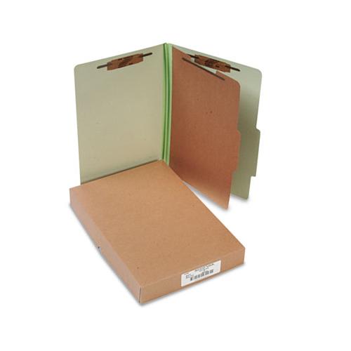 Pressboard Classification Folders, 1 Divider, Legal Size, Leaf Green, 10-box