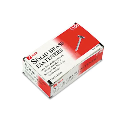 Brass Prong Paper Fasteners, #4, 1" Capacity, Brass, 100-box