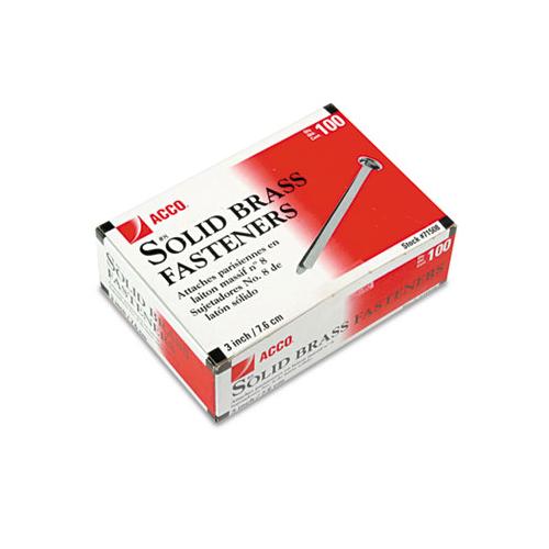 Brass Prong Paper Fasteners, #8, 3" Capacity, Brass, 100-box