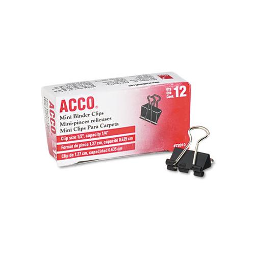 Binder Clips, Mini, Black-silver, Dozen