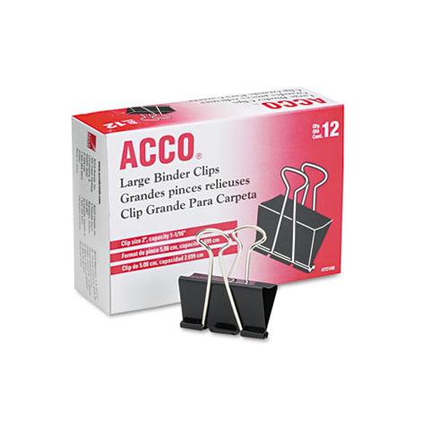 Binder Clips, Large, Black-silver, Dozen