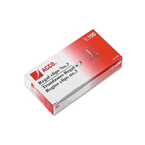 Regal Clips, Medium (no. 3), Silver, 100-box