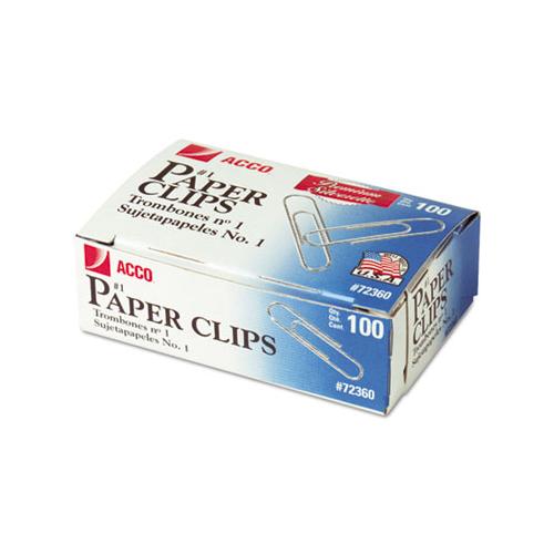 Paper Clips, Medium (no. 1), Silver, 100-box, 10 Boxes-pack