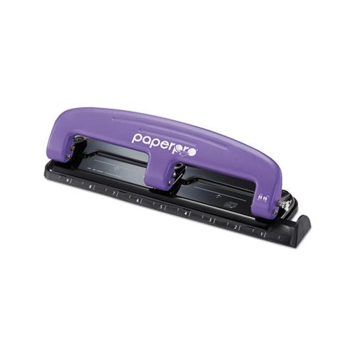 Ez Squeeze Three-hole Punch, 12-sheet Capacity, Purple-black