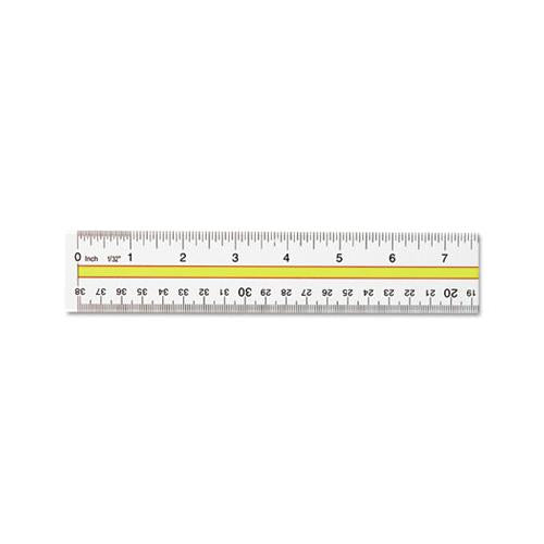 Acrylic Data Highlight Reading Ruler With Tinted Guide, 15" Clear