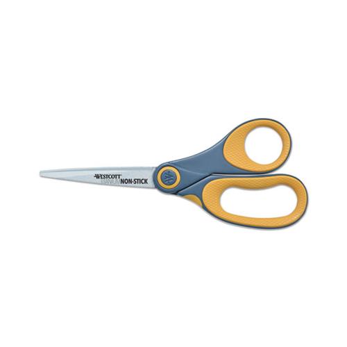 Non-stick Titanium Bonded Scissors, 8" Long, 3.25" Cut Length, Gray-yellow Straight Handle