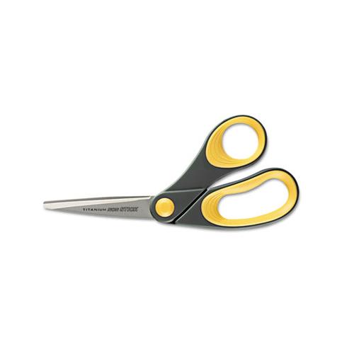 Non-stick Titanium Bonded Scissors, 8" Long, 3.25" Cut Length, Gray-yellow Bent Handle