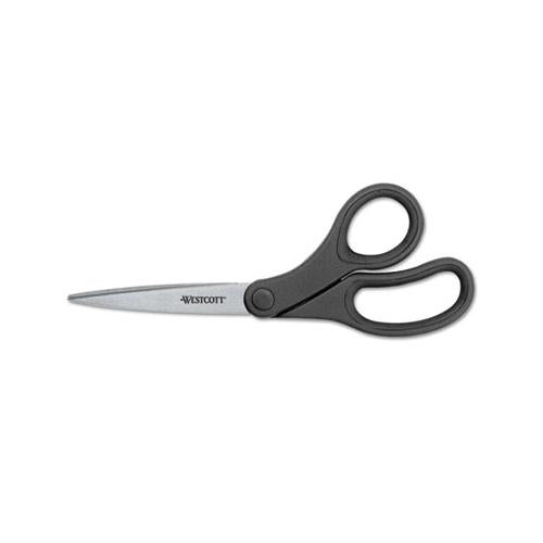 Kleenearth Basic Plastic Handle Scissors, 8" Long, 3.1" Cut Length, Black Offset Handle