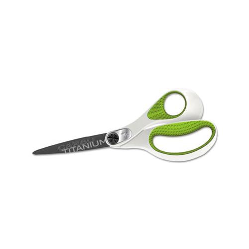 Carbotitanium Bonded Scissors, 8" Long, 3.25" Cut Length, White-green Straight Handle