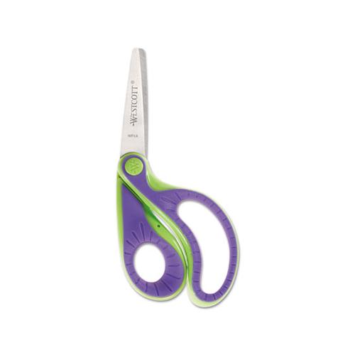 Ergo Jr. Kids' Scissors, Pointed Tip, 5" Long, 1.5" Cut Length, Randomly Assorted Straight Handles