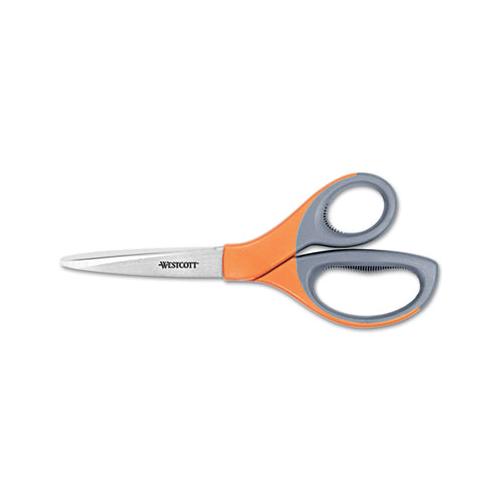 Elite Series Stainless Steel Shears, 8" Long, 3.5" Cut Length, Orange Straight Handle