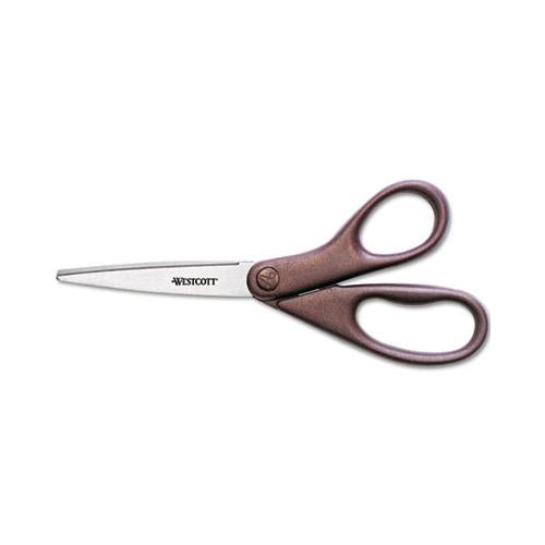 Design Line Straight Stainless Steel Scissors, 8" Long, 3.13" Cut Length, Burgundy Straight Handle