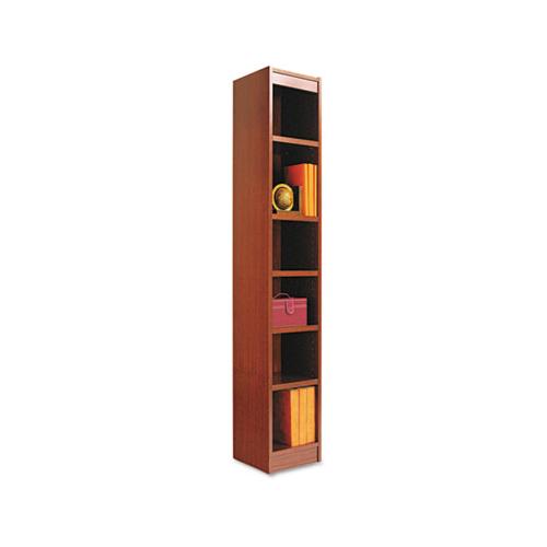 Narrow Profile Bookcase, Wood Veneer, Six-shelf, 11.81"w X 11.81"d X 71.73"h, Medium Cherry