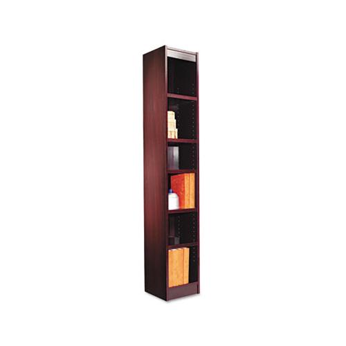 Narrow Profile Bookcase, Wood Veneer, Six-shelf, 11.81"w X 11.81"d X 71.73"h, Mahogany