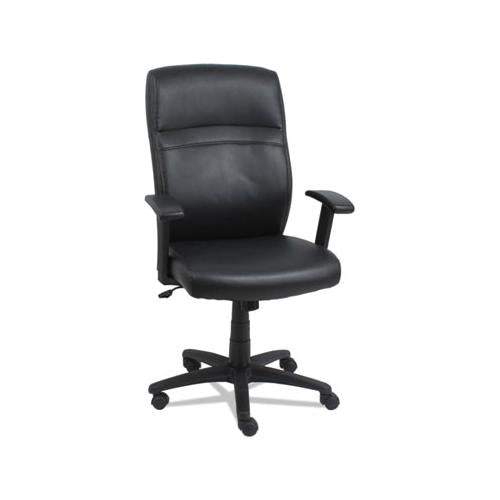 High-back Swivel-tilt Leather Chair, Supports Up To 275 Lbs., Black Seat-black Back, Black Base