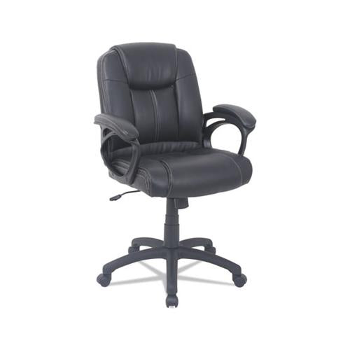 Alera Cc Series Executive Mid-back Leather Chair, Supports Up To 275 Lbs., Black Seat-black Back, Black Base